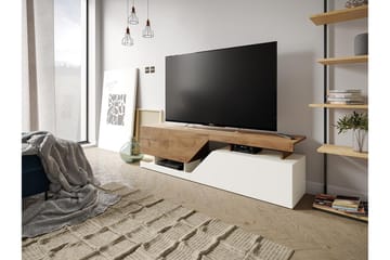 Ceelias lattialla seisova tv-taso säilytyksellä 160 cm maalattua puuta - Valkoinen|Beige - Huonekalut - TV- & Mediakalusteet - Tv taso & Mediataso