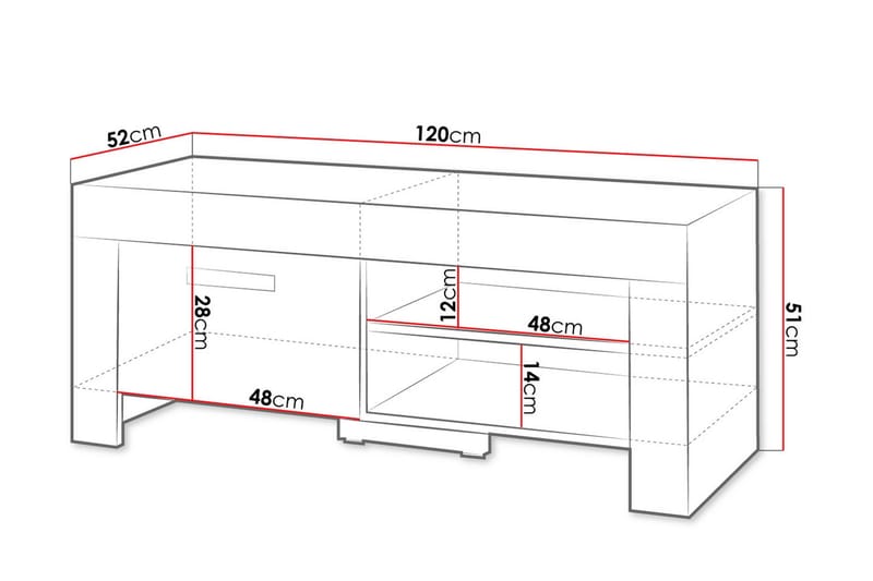 Cezar lattiaseisova tv-taso 120 cm säilytyksellä, tammi - Beige - Huonekalut - TV- & Mediakalusteet - Tv taso & Mediataso