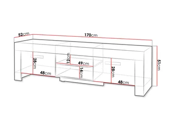 Cezar TV-bänk 170x52x51 cm Ek - Huonekalut - TV- & Mediakalusteet - Tv taso & Mediataso