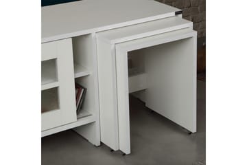 Comfortale lattialla seisova tv-taso pyörillä 150 cm säilytystilalla maalattua puuta - Valkoinen - Huonekalut - TV- & Mediakalusteet - Tv taso & Mediataso
