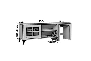 Comfortale lattialla seisova tv-taso pyörillä 150 cm säilytystilalla maalattua puuta - Valkoinen - Huonekalut - TV- & Mediakalusteet - Tv taso & Mediataso