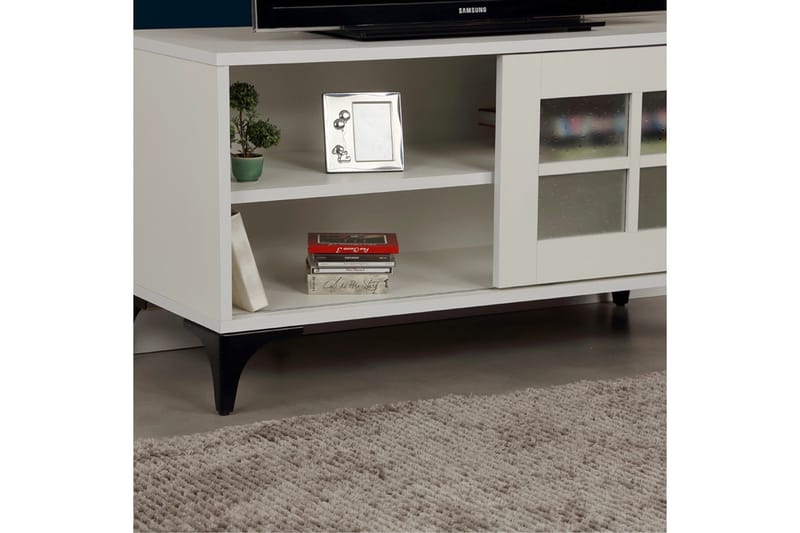 Comfortale lattiaseisova tv-taso 100 cm säilytyksellä maalattu puu - Valkoinen - Huonekalut - TV- & Mediakalusteet - Tv taso & Mediataso