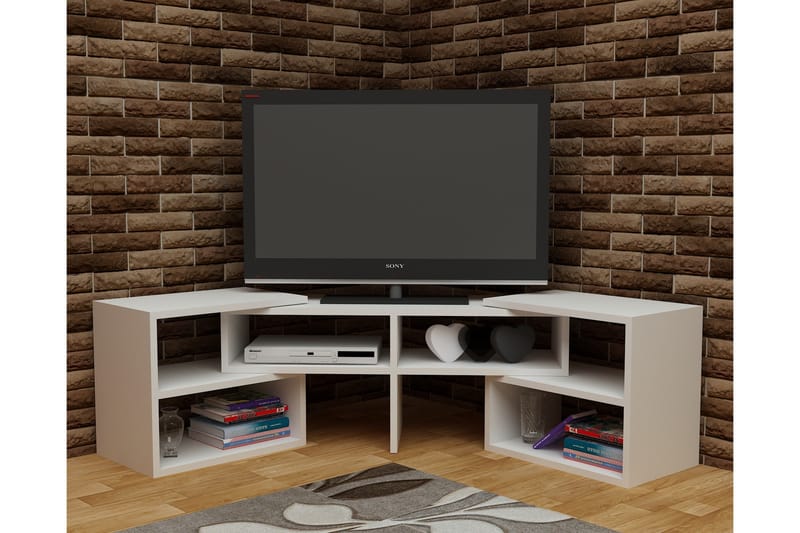Decorotika lattialla seisova jatkettava tv-taso 136 cm säilytystilalla maalattua puuta - Valkoinen - Huonekalut - TV- & Mediakalusteet - Tv taso & Mediataso