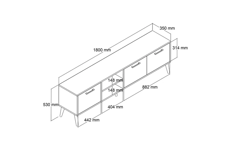 Essexa TV-taso 180x35 cm ruskea/valkoinen - Huonekalut - TV- & Mediakalusteet - Tv taso & Mediataso