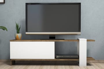 Gersby lattialla seisova tv-taso 120 cm säilytystilalla tummaa puuta - Valkoinen|Ruskea - Huonekalut - TV- & Mediakalusteet - Tv taso & Mediataso