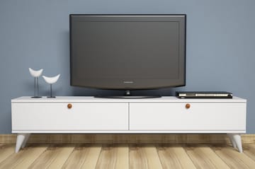 Gersby lattiaseisova tv-taso 160 cm säilytyksellä, maalattu puu - Valkoinen - Huonekalut - TV- & Mediakalusteet - Tv taso & Mediataso