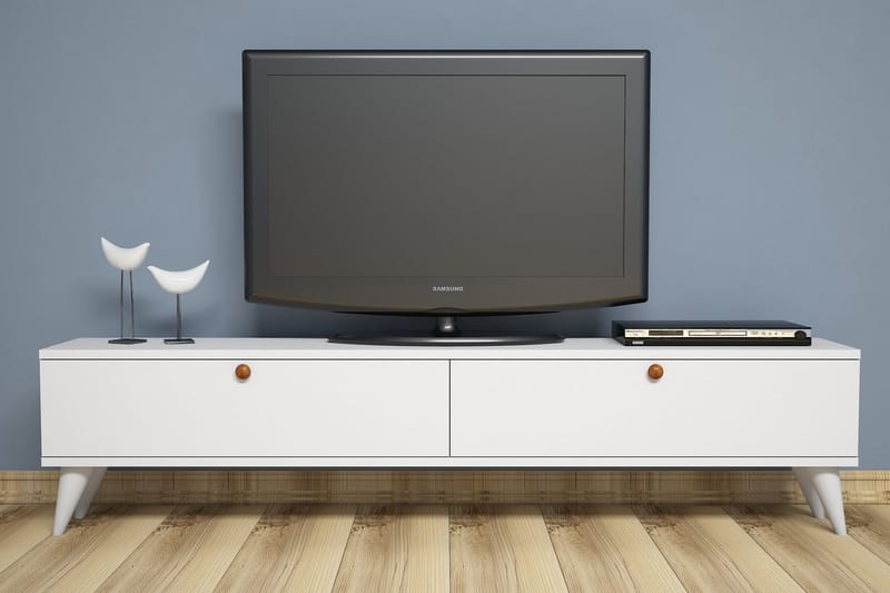 Gersby lattiaseisova tv-taso 160 cm säilytyksellä, maalattu puu - Valkoinen - Huonekalut - TV- & Mediakalusteet - Tv taso & Mediataso