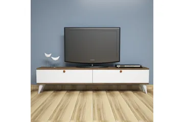 Gersby lattiaseisova tv-taso 160 cm säilytyksellä tummasta puusta - Valkoinen - Huonekalut - TV- & Mediakalusteet - Tv taso & Mediataso