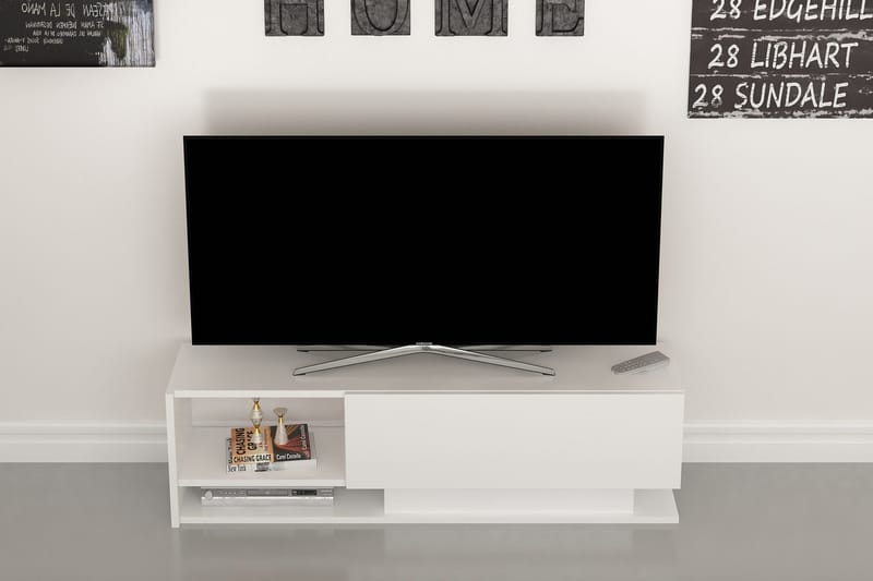 Hejde lattiaseisova tv-taso 120 cm säilytystilalla maalattu puu - Valkoinen - Huonekalut - TV- & Mediakalusteet - Tv taso & Mediataso