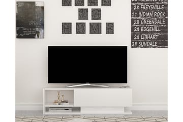 Hejde lattiaseisova tv-taso 120 cm säilytystilalla maalattu puu - Valkoinen - Huonekalut - TV- & Mediakalusteet - Tv taso & Mediataso
