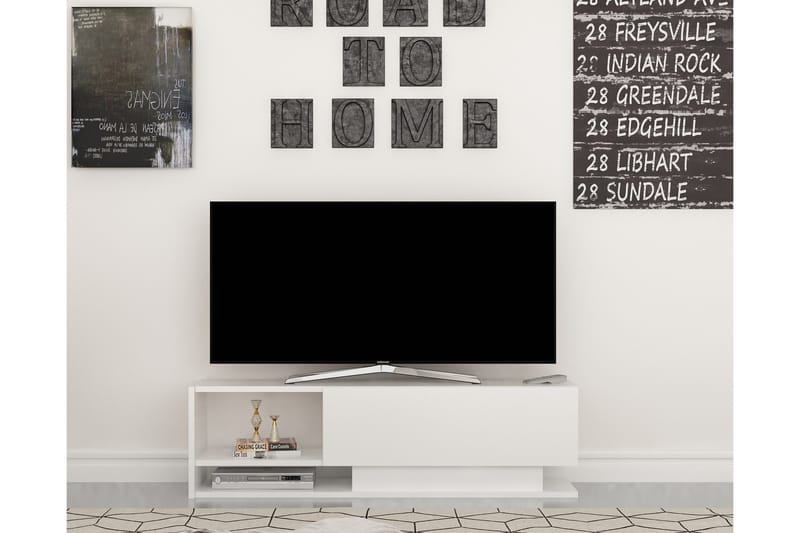 Hejde lattiaseisova tv-taso 120 cm säilytystilalla maalattu puu - Valkoinen - Huonekalut - TV- & Mediakalusteet - Tv taso & Mediataso
