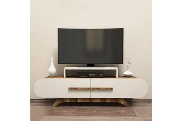 Hovdane lattialla seisova tv-taso 145 cm säilytystilalla tummaa puuta - Valkoinen - Huonekalut - TV- & Mediakalusteet - Tv taso & Mediataso