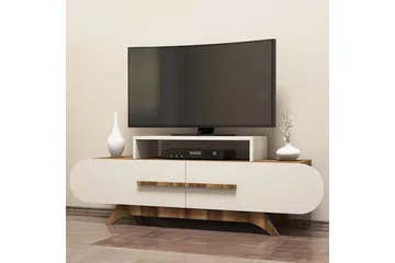 Hovdane lattialla seisova tv-taso 145 cm säilytystilalla tummaa puuta - Valkoinen - Huonekalut - TV- & Mediakalusteet - Tv taso & Mediataso