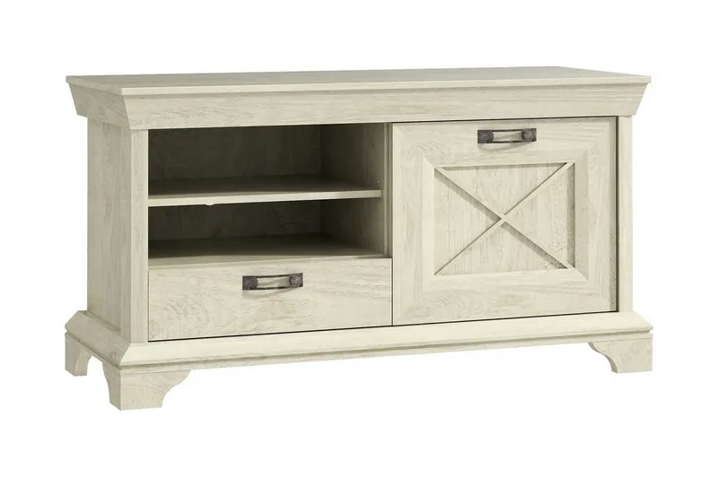 Hurlston tv-taso 123 cm säilytyksellä, maalattu puu, Beige