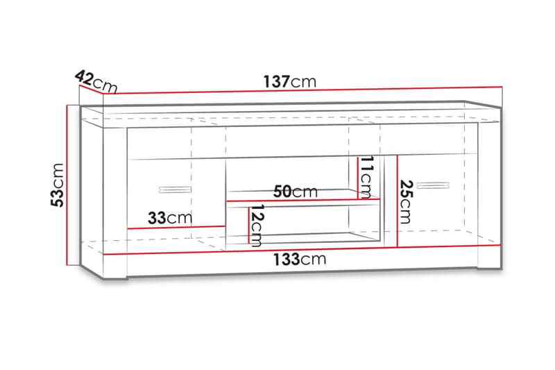Indianapolis TV-taso 137x42x53 cm - Huonekalut - TV- & Mediakalusteet - Tv taso & Mediataso