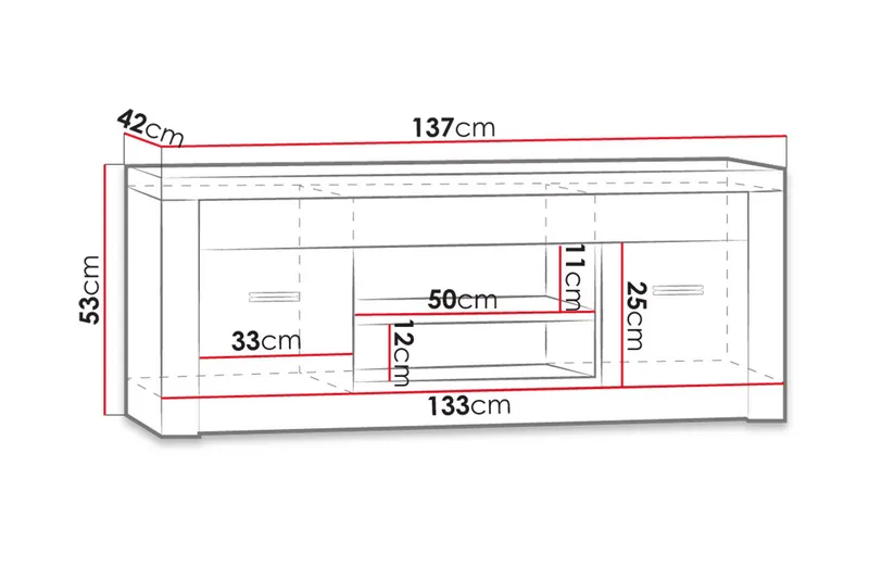 Indianapolis TV-taso 137x42x53 cm - Huonekalut - TV- & Mediakalusteet - Tv taso & Mediataso
