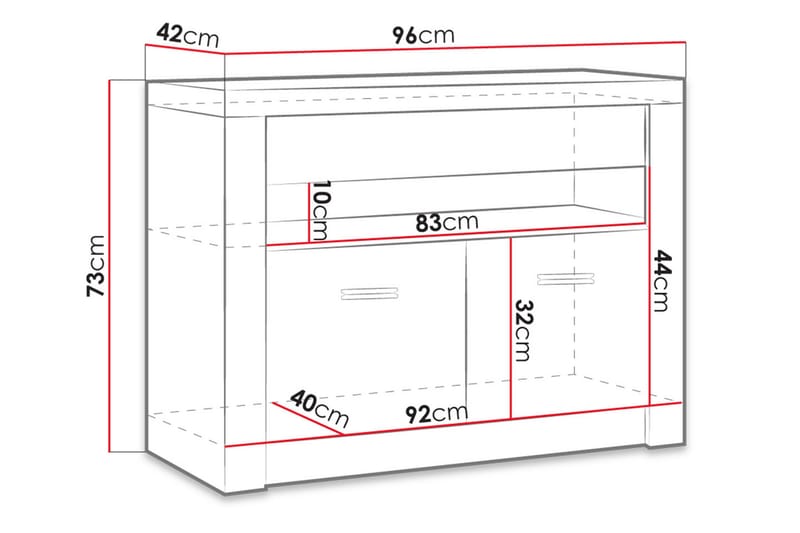 Indianapolis TV-taso 96x42x73 cm - Huonekalut - TV- & Mediakalusteet - Tv taso & Mediataso