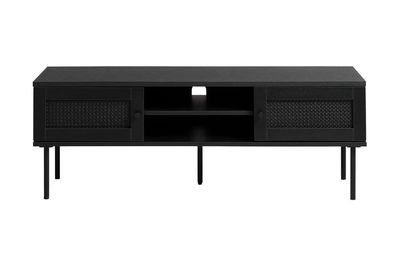 Kamello lattialla seisova tv-taso 120 cm säilytystilalla maalattua puuta, Musta