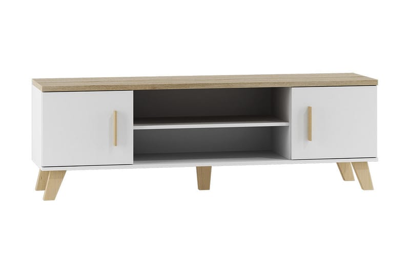 Kardos lattiaseisova tv-taso 160 cm säilytyksellä tammi - Valkoinen|Beige - Huonekalut - TV- & Mediakalusteet - Tv taso & Mediataso