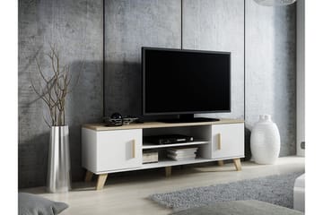 Kardos lattiaseisova tv-taso 160 cm säilytyksellä tammi - Valkoinen|Beige - Huonekalut - TV- & Mediakalusteet - Tv taso & Mediataso