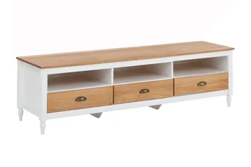 Lenham tv-taso 110 cm säilytyksellä vaaleasta puusta - Valkoinen|Beige - Huonekalut - TV- & Mediakalusteet - Tv taso & Mediataso
