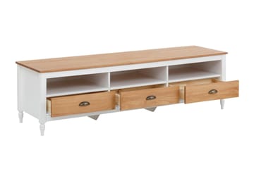 Lenham tv-taso 110 cm säilytyksellä vaaleasta puusta - Valkoinen|Beige - Huonekalut - TV- & Mediakalusteet - Tv taso & Mediataso