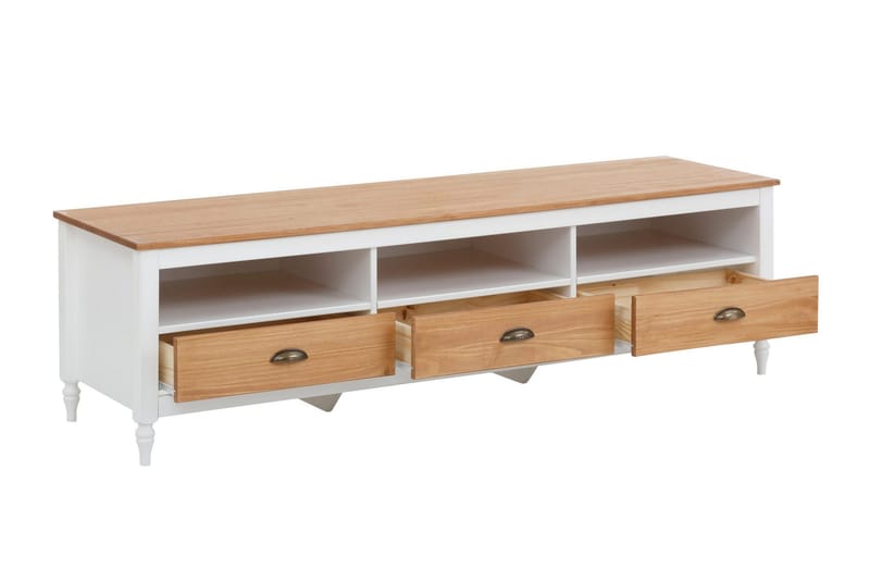 Lenham tv-taso 110 cm säilytyksellä vaaleasta puusta - Valkoinen|Beige - Huonekalut - TV- & Mediakalusteet - Tv taso & Mediataso