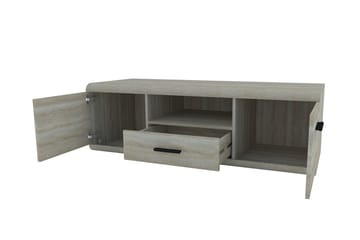 Link lattiaseisova tv-taso 140 cm säilytyksellä vaaleasta puusta - Beige - Huonekalut - TV- & Mediakalusteet - Tv taso & Mediataso