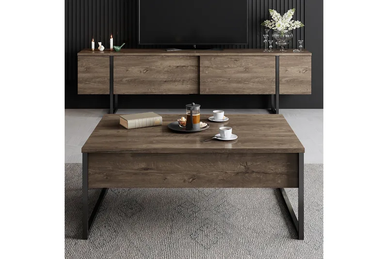 Luxe TV-taso 180x50 cm Ruskea/Musta - Huonekalut - TV- & Mediakalusteet - Tv taso & Mediataso