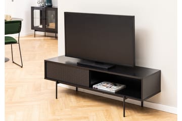 Mehoopany lattialla seisova tv-taso 140 cm säilytystilalla maalattua puuta - Musta - Huonekalut - TV- & Mediakalusteet - Tv taso & Mediataso