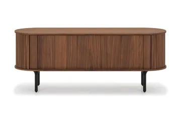 Noira ovaali säleikköinen TV-taso, pähkinäpuu, 150x45 cm - Tummanruskea / ruskea puu - Huonekalut - TV- & Mediakalusteet - Tv taso & Mediataso
