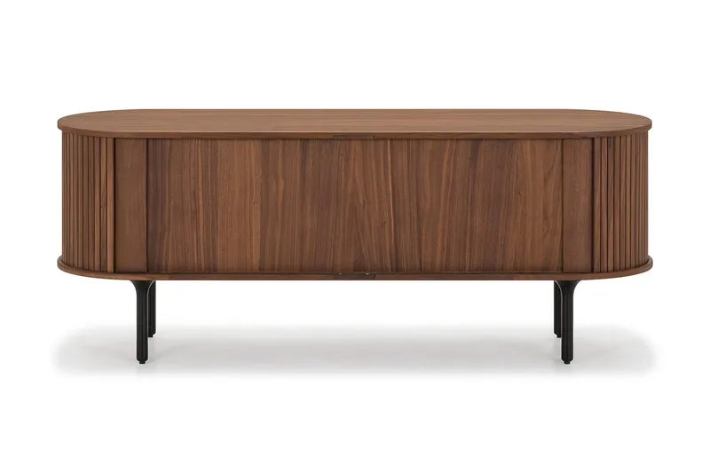Noira ovaali säleikköinen TV-taso, pähkinäpuu, 150x45 cm - Tummanruskea / ruskea puu - Huonekalut - TV- & Mediakalusteet - Tv taso & Mediataso