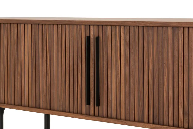 Noira ovaali säleikköinen TV-taso, pähkinäpuu, 150x45 cm - Tummanruskea / ruskea puu - Huonekalut - TV- & Mediakalusteet - Tv taso & Mediataso
