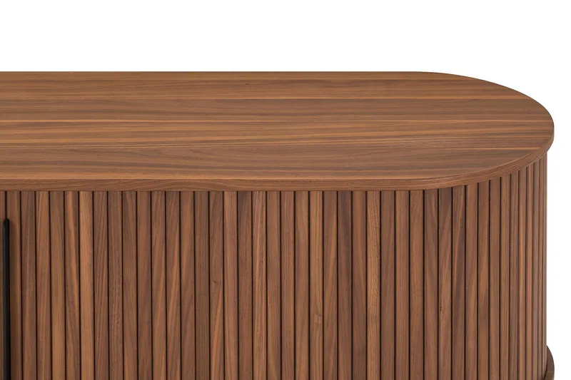 Noira ovaali säleikköinen TV-taso, pähkinäpuu, 150x45 cm - Tummanruskea / ruskea puu - Huonekalut - TV- & Mediakalusteet - Tv taso & Mediataso