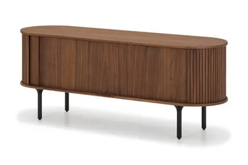 Noira ovaali säleikköinen TV-taso, pähkinäpuu, 150x45 cm - Tummanruskea / ruskea puu - Huonekalut - TV- & Mediakalusteet - Tv taso & Mediataso