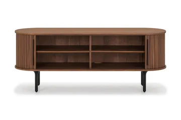 Noira ovaali säleikköinen TV-taso, pähkinäpuu, 150x45 cm - Tummanruskea / ruskea puu - Huonekalut - TV- & Mediakalusteet - Tv taso & Mediataso
