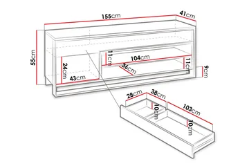 Quant 41x155 cm - Tammi/Musta - Huonekalut - TV- & Mediakalusteet - Tv taso & Mediataso