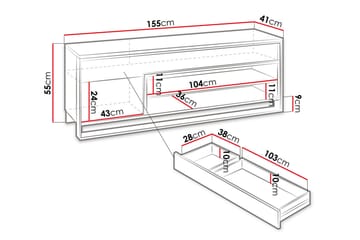 Quant lattialla seisova tv-taso 155 cm säilytystilalla vaaleaa puuta - Beige - Huonekalut - TV- & Mediakalusteet - Tv taso & Mediataso