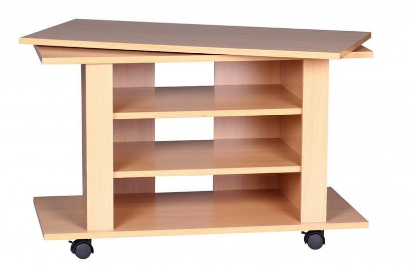 Reeti lattiaseisova tv-taso 75 cm pyörillä ja säilytyksellä vaaleasta puusta - Beige - Huonekalut - TV- & Mediakalusteet - Tv taso & Mediataso