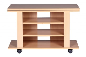 Reeti lattiaseisova tv-taso 75 cm pyörillä ja säilytyksellä vaaleasta puusta - Beige - Huonekalut - TV- & Mediakalusteet - Tv taso & Mediataso