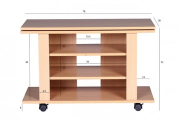 Reeti lattiaseisova tv-taso 75 cm pyörillä ja säilytyksellä vaaleasta puusta - Beige - Huonekalut - TV- & Mediakalusteet - Tv taso & Mediataso