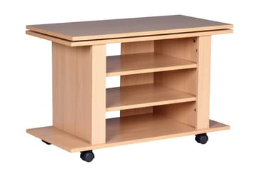 Reeti lattiaseisova tv-taso 75 cm pyörillä ja säilytyksellä vaaleasta puusta - Beige - Huonekalut - TV- & Mediakalusteet - Tv taso & Mediataso