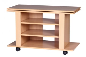 Reeti lattiaseisova tv-taso 75 cm pyörillä ja säilytyksellä vaaleasta puusta - Beige - Huonekalut - TV- & Mediakalusteet - Tv taso & Mediataso