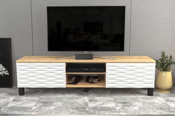 Rinorea lattialla seisova tv-taso 150 cm säilytyksellä tammi - Valkoinen - Huonekalut - TV- & Mediakalusteet - Tv taso & Mediataso