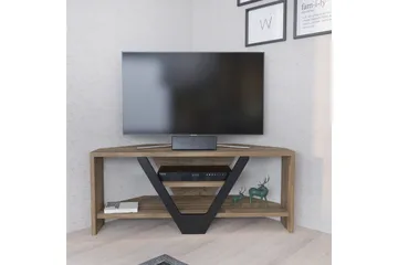 Rinorea lattiamallinen tv-taso 90 cm säilytystilalla tummaa puuta - Ruskea - Huonekalut - TV- & Mediakalusteet - Tv taso & Mediataso
