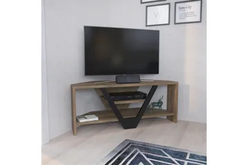 Rinorea lattiamallinen tv-taso 90 cm säilytystilalla tummaa puuta - Ruskea - Huonekalut - TV- & Mediakalusteet - Tv taso & Mediataso