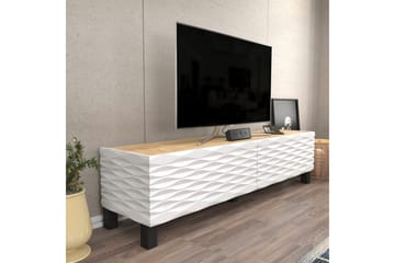Rinorea lattiaseisova tv-taso 149,2x38 cm säilytyksellä tammi - Valkoinen - Huonekalut - TV- & Mediakalusteet - Tv taso & Mediataso