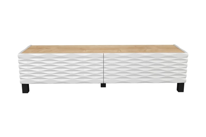Rinorea lattiaseisova tv-taso 149,2x38 cm säilytyksellä tammi - Valkoinen - Huonekalut - TV- & Mediakalusteet - Tv taso & Mediataso