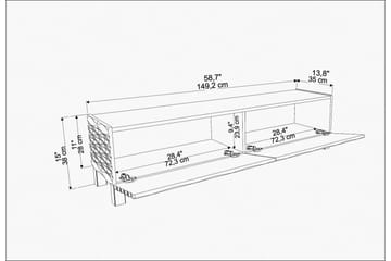Rinorea lattiaseisova tv-taso 149,2x38 cm säilytyksellä tammi - Valkoinen - Huonekalut - TV- & Mediakalusteet - Tv taso & Mediataso