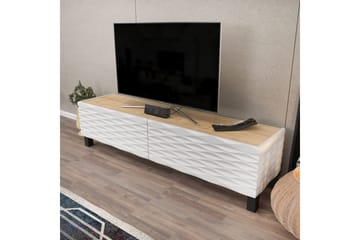 Rinorea lattiaseisova tv-taso 149,2x38 cm säilytyksellä tammi - Valkoinen - Huonekalut - TV- & Mediakalusteet - Tv taso & Mediataso